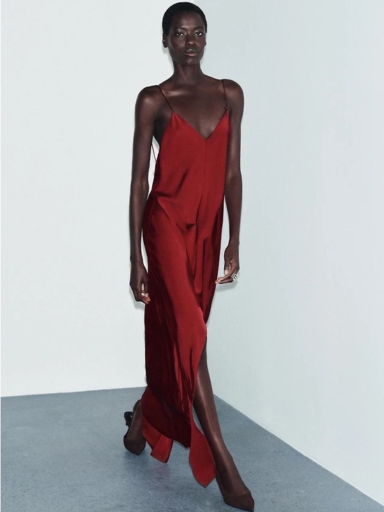 Zara Dresses & Skirts - Zara Red satin slip Maxi Dress